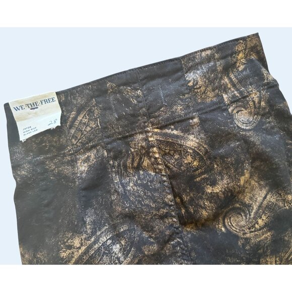 FREE PEOPLE / We The Free Jayde Hi Rise Flare Black Gold Size 28 NWOT - Picture 7 of 8